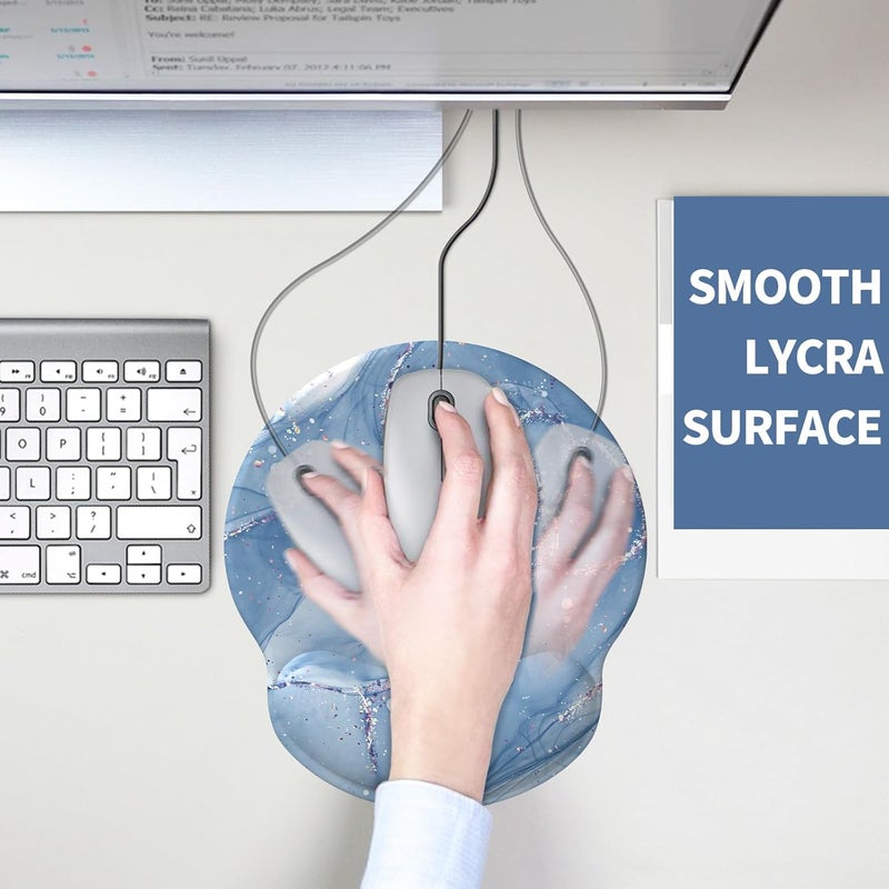 eulps Mouse Pad with Wrist Rest, Comfortable Computer Mousepad with Gel Wrist Support Smooth Surface and Non-Slip PU Base for Pain Relief, Laptop, Office & Home (Ice Lotus) - Image 4